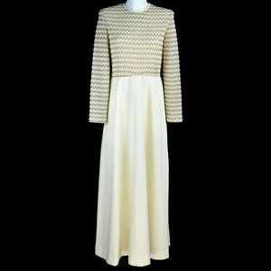 R&K KNITS Vintage Maxi Dress Small 4-6 Romantic Retro Mod Princess 1960's Gown